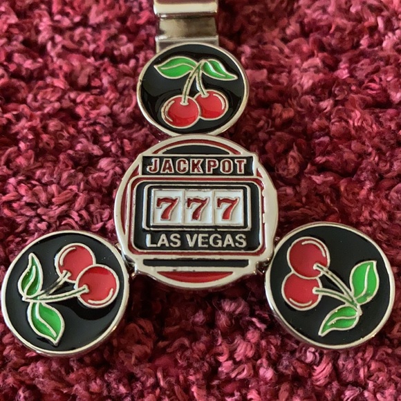 Las Vegas Cherries Jackpot Spinner Key Chain - Picture 1 of 4